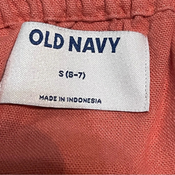 Old Navy Coral Linen Girls Romper size small (6-7) - Picture 5 of 9